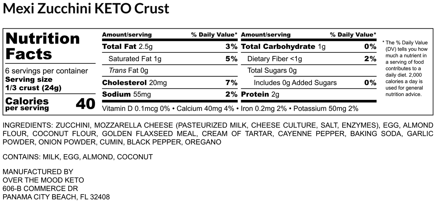 Mexi Zucchini Keto Crust - 2 Crusts in each pack