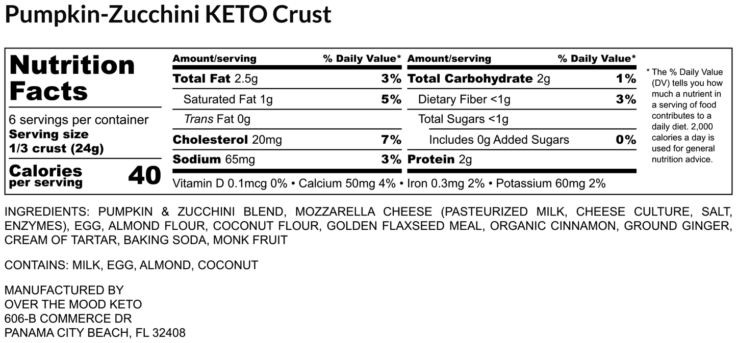 Pumpkin Zucchini Keto Crust - 2 Crusts in each pack