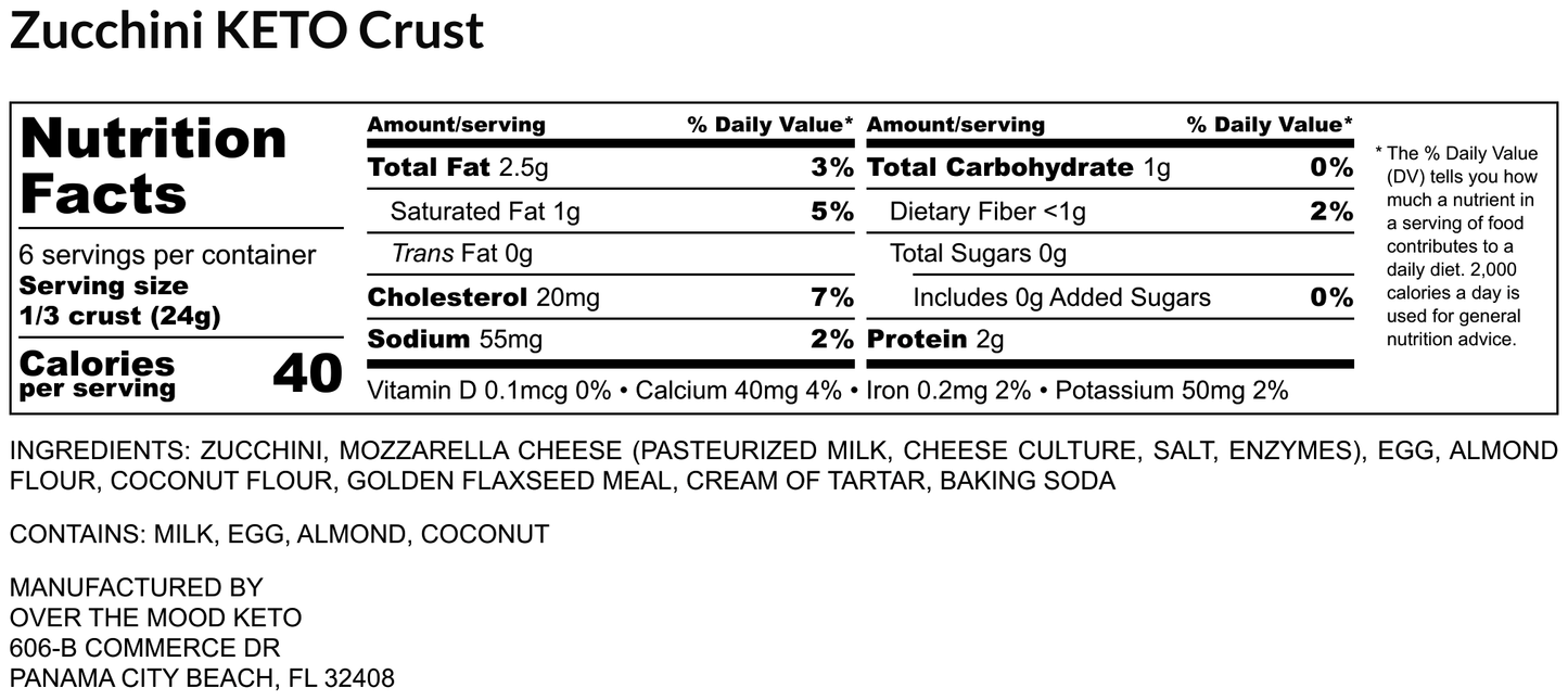 Zucchini Keto Crust - 2 Crusts in each pack